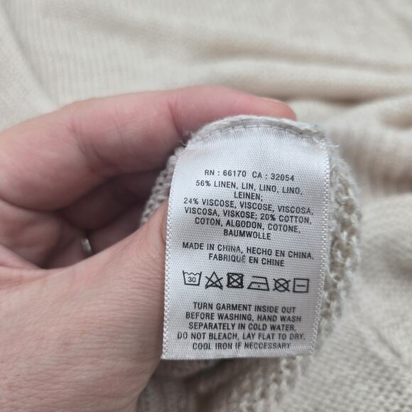 Sparrow By Anthropologie Sweater Cream Open Knit Sz L Coastal Fisherman Linen - Picture 9 of 9